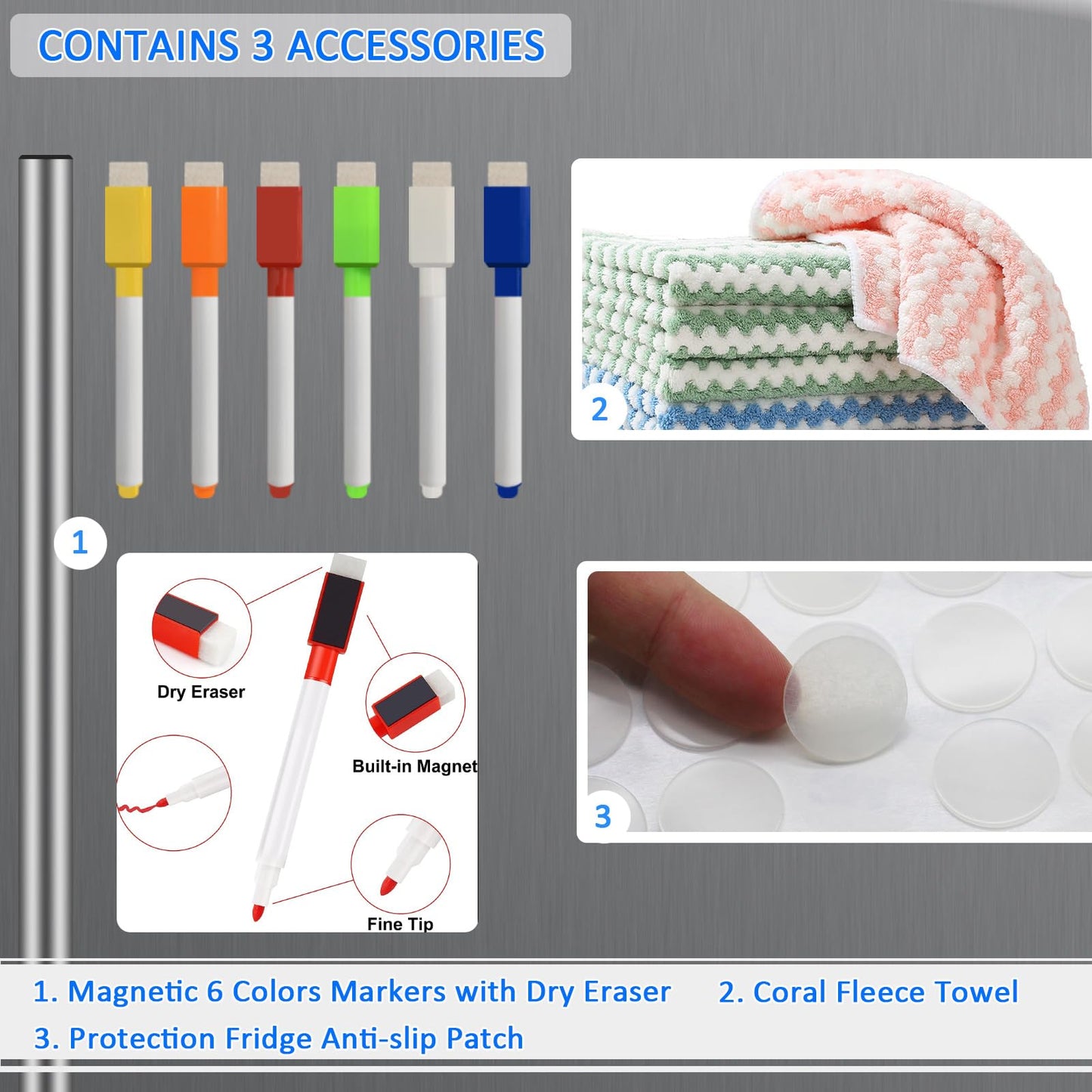 JonXon 8"x12" Acrylic Magnetic Dry Erase Board for Fridge, Clear Acrylic Magnet Calendar for Refrigerator,Includes 6 Dry Erase Markers(Clear Blank)