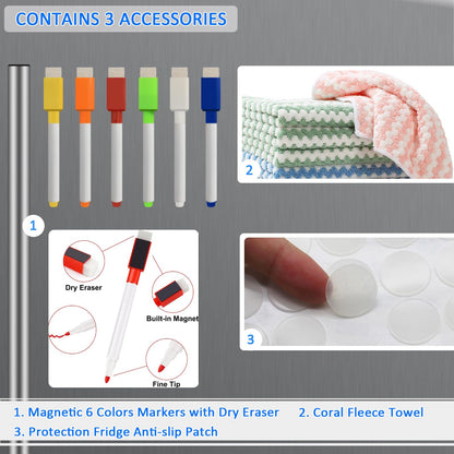 JonXon 8"x12" Acrylic Magnetic Dry Erase Board for Fridge, Clear Acrylic Magnet Calendar for Refrigerator,Includes 6 Dry Erase Markers(Clear Blank)