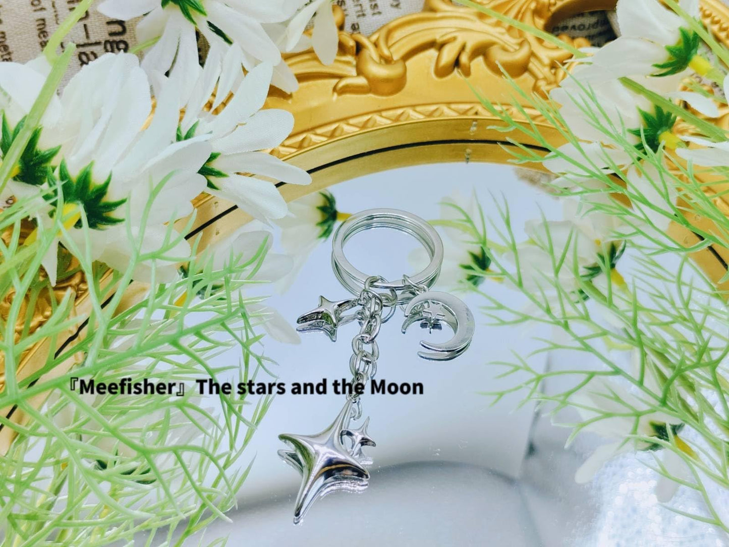 Meefisher Cute Star Moon Keychain Aesthetic Accessories Stainless Steel Key Ring Purse Handbag Backpack Bag Charms Car Holder (2 PCS(Style-2,Style-5))