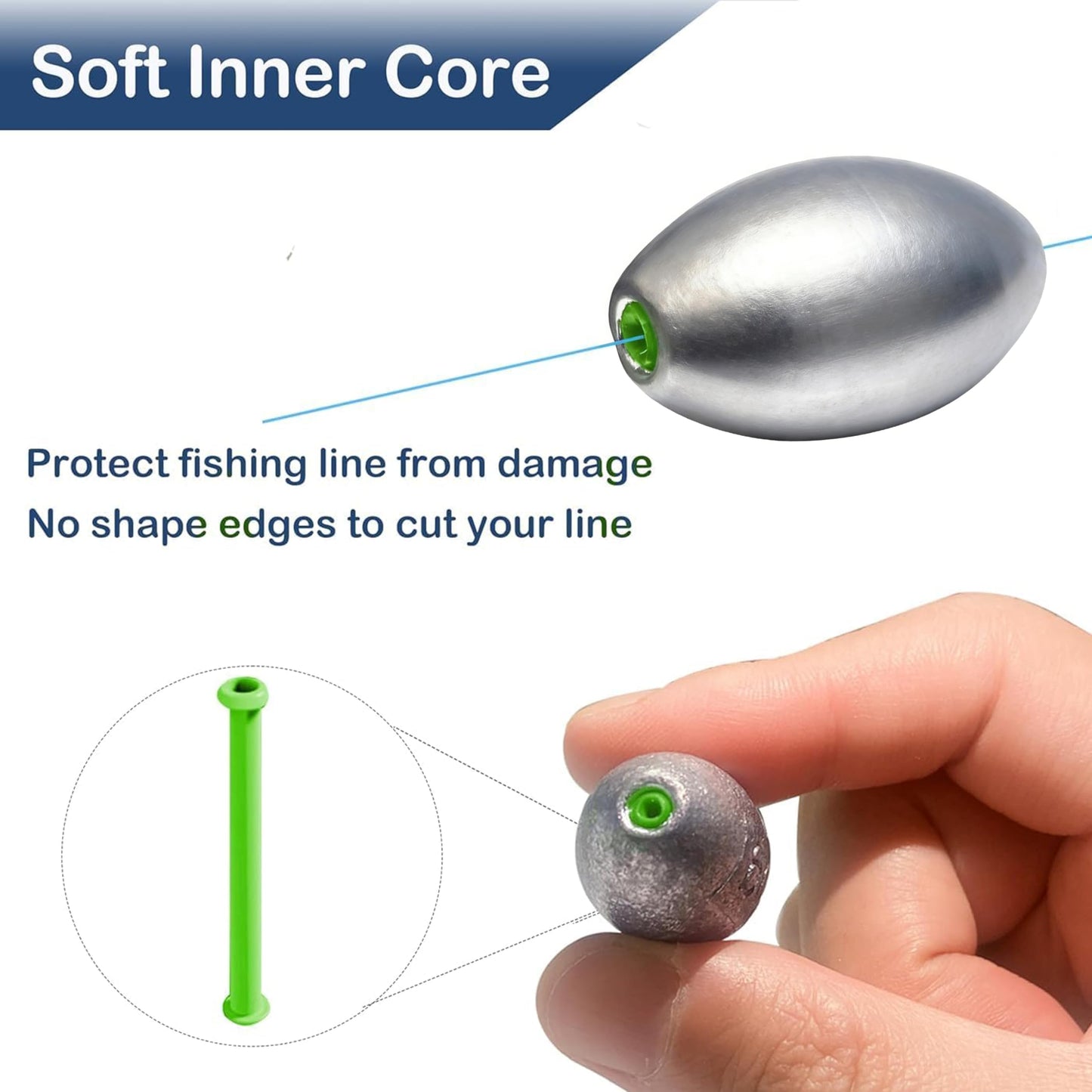 48PCS Egg Weights Egg Fishing Sinkers Lead Weights Catfish Weights Slide Sinkers for Fishing Line Assortment