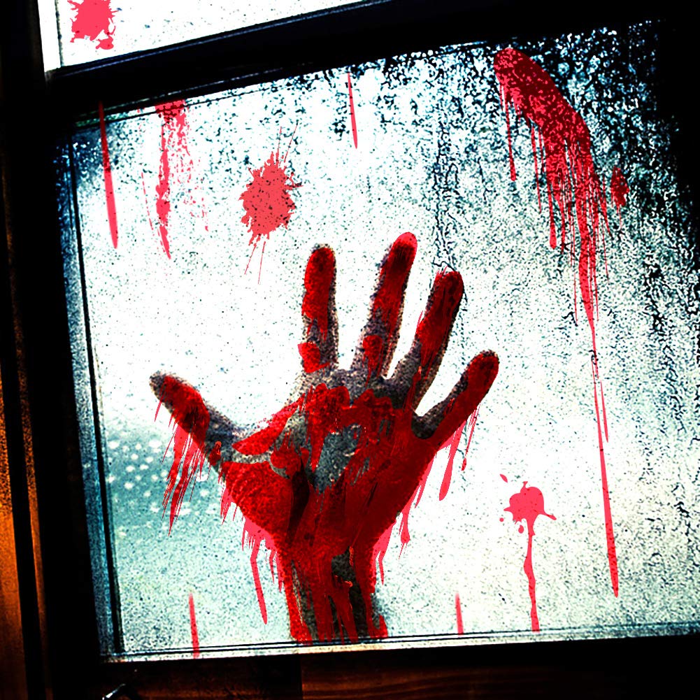Halloween Party Decorations Zombie Vampire Halloween Party Decor Bloody Hand Footprints Window Wall Decals Zombie Vampire Party Supplies Decorations for Kids Party Floor Sticker Clings