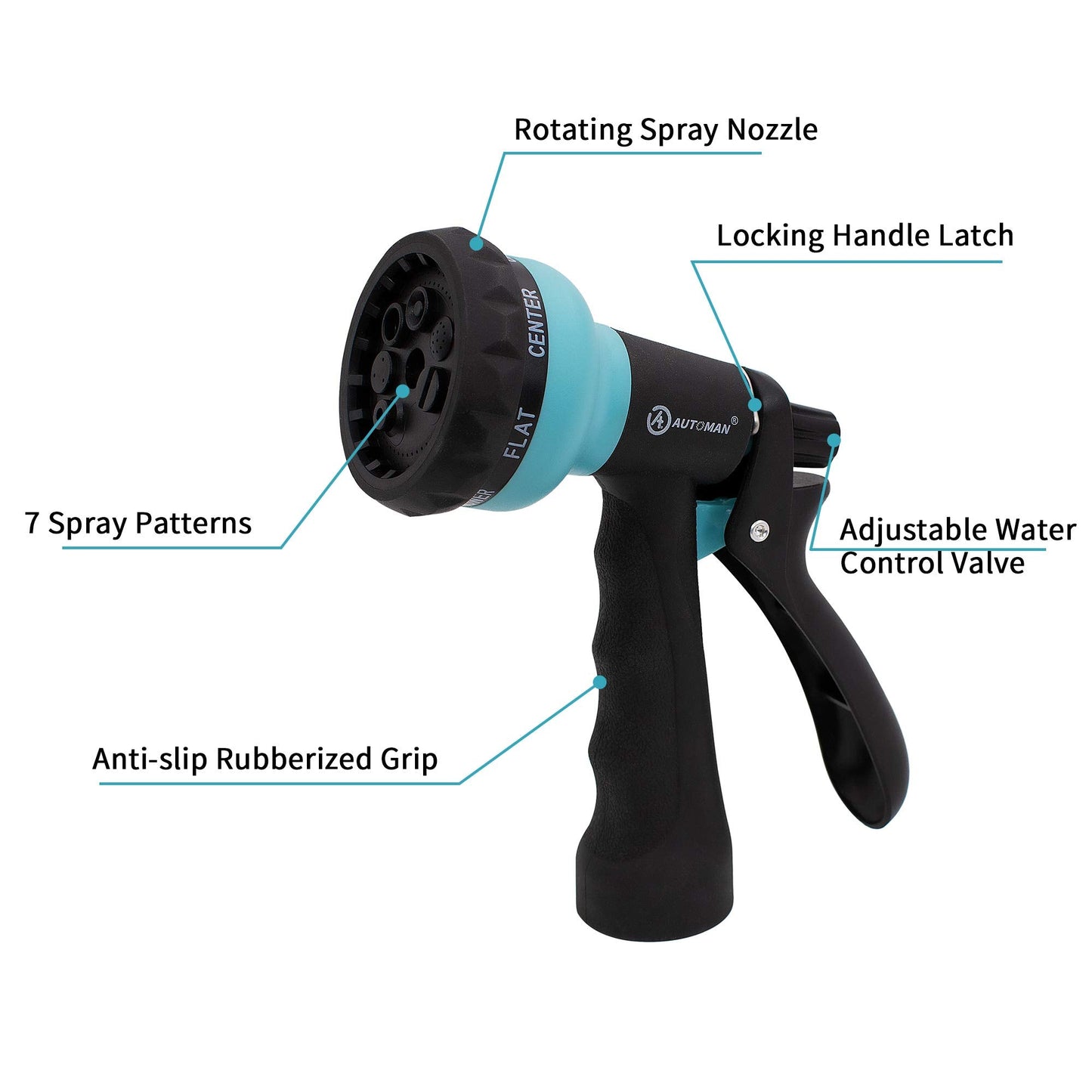 AUTOMAN EVA Recoil Garden Hose 25ft - Includes 7 Pattern Spray Nozzle,Curly Water Hose 25 Foot,Watering Coil,Retractable,Corrosion Resistant Garden Coil Hose.