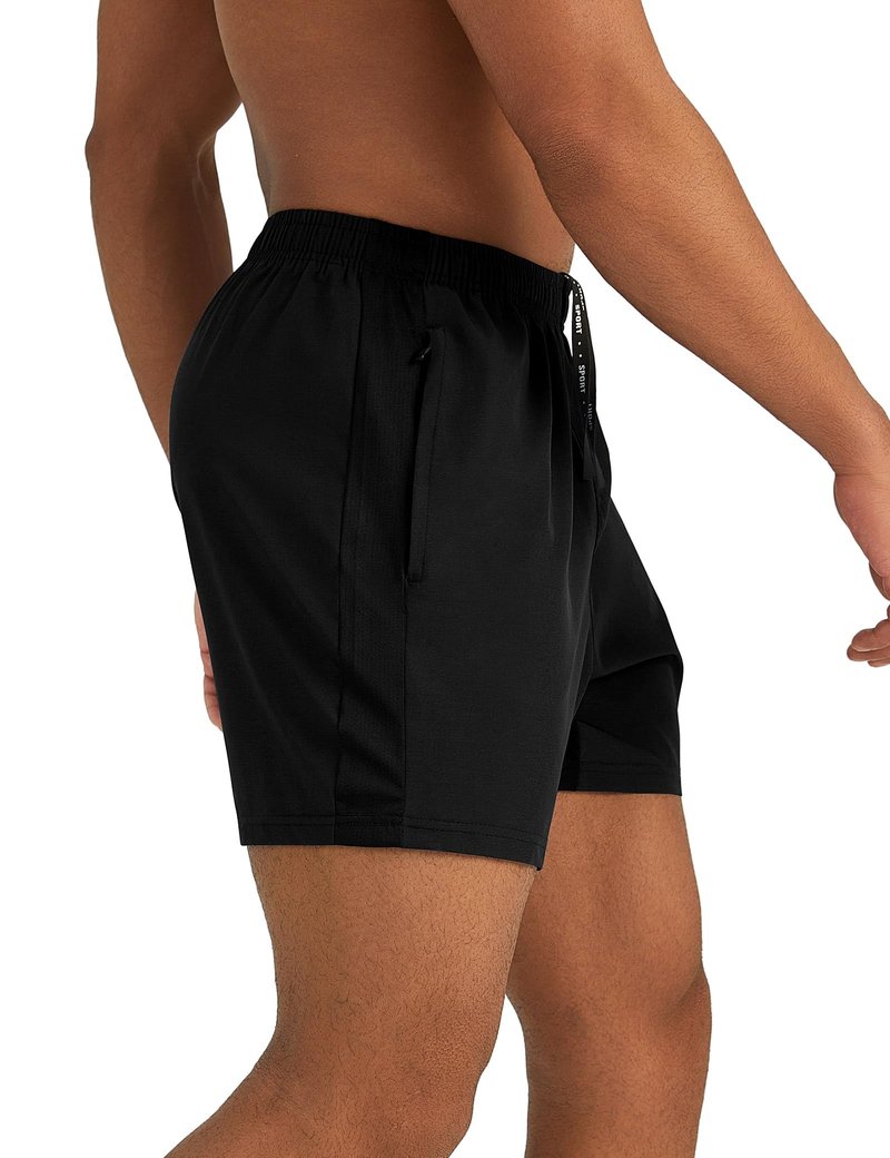 Pesfix Mens 5'' Lightweight Athletic Shorts Quick Dry Gym Workout Running Shorts with Zipper Pockets Black,Large