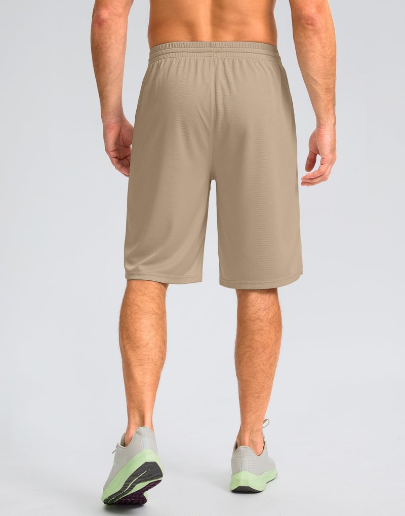 G Gradual Men's Athletic Shorts with Pockets 9" / 11" Long Basketball Shorts Lightweight Quick Dry Gym Workout Shorts for Men(Light Khaki,4XL)