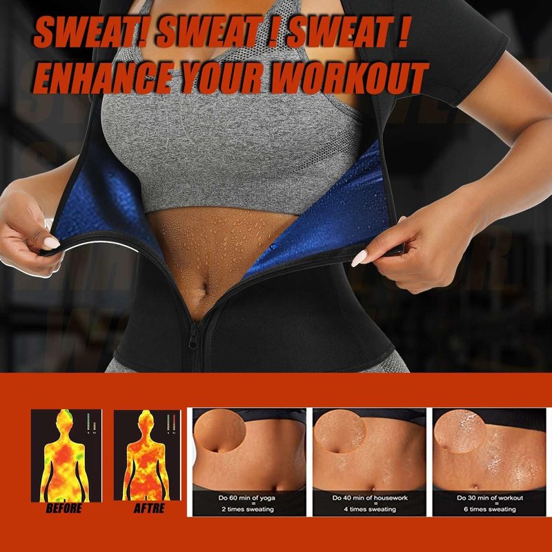 Sauna Suit Shirt for Women - Weight Loss Waist Trainer Sweat Vest | Fitness Fajas