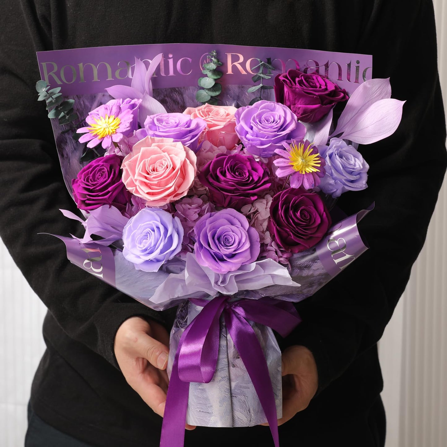lovenfold Flowers for Delivery,Preserved Flowers Bouquets,Purple Rose Bouquets That Last 1-3 Years,Birthday Flowers Gifts for Women Mom Grandma Wife Friends