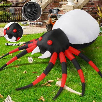 GOOSH 5 FT Halloween Inflatable Spider Outdoor Decoration with Magic Light Blow Up Yard Spider Inflatables Holiday Inflatables for Outdoor Yard Garden Lawn Decor