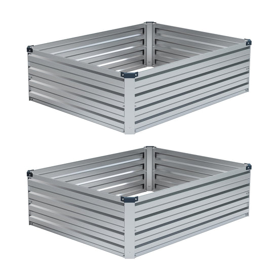 Foxlang 4x3x1ft(2 Pack) Galvanized Raised Garden Bed,Outdoor Planter Box Metal Patio Kit Planting Bed for Vegetables Flowers Herb,Silver