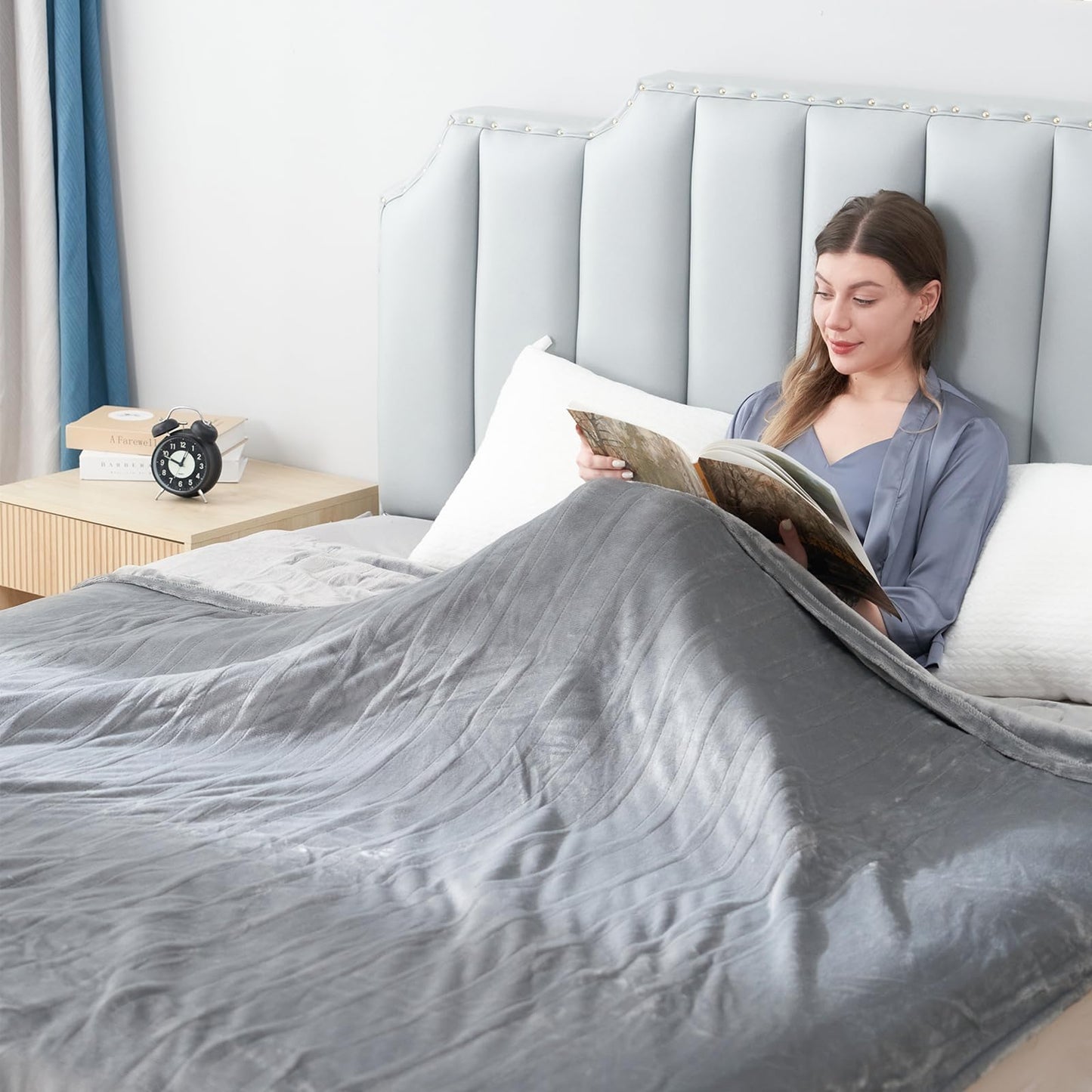Electric Heated Blanket Full Size 72"x84", Cozy Large Oversized, 5 Heating Levels & 10 Hours Auto Off, Cozy for Bed, Sofa, & Office, Machine Washable, Purple