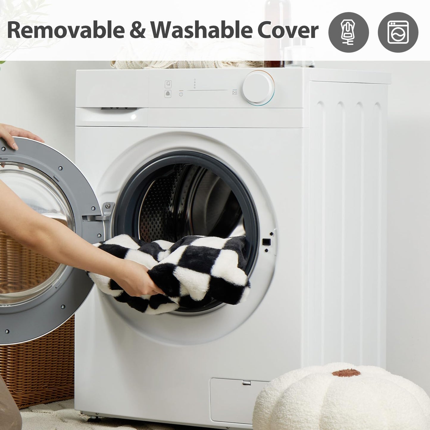 BFPETHOME Cat Couch & Dog Couch Bed, Pet Sofa for Small Pet, Cute Cat Sofa, Checkered Dog Bed with Washable Cover (Black&White)