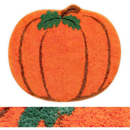 Halloween Bathroom Rugs Fall Bath mat Pumpkin Shape Cartoon Cute Bath Mat Small BathroomRug Plush Water Absorbent Bathtub Bathroom Doormats Non-Slip Washable Toilet Rug