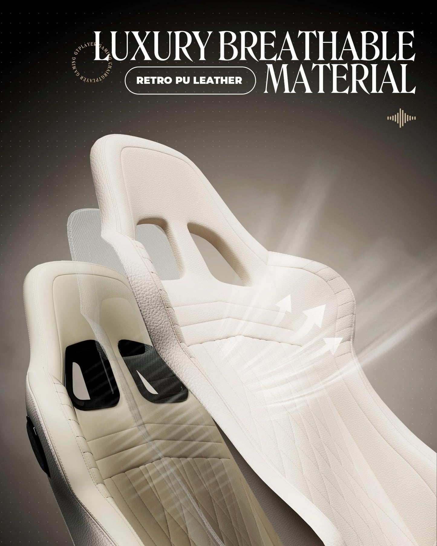 GTPLAYER Gaming Chair with Speakers, Video Game Chairs with Footrest, PC Gamer Chairs for Adults - Padded High Back Ergonomic Reclining Silla Gamer, Linkage Armrest, Ace Pro, Ivory