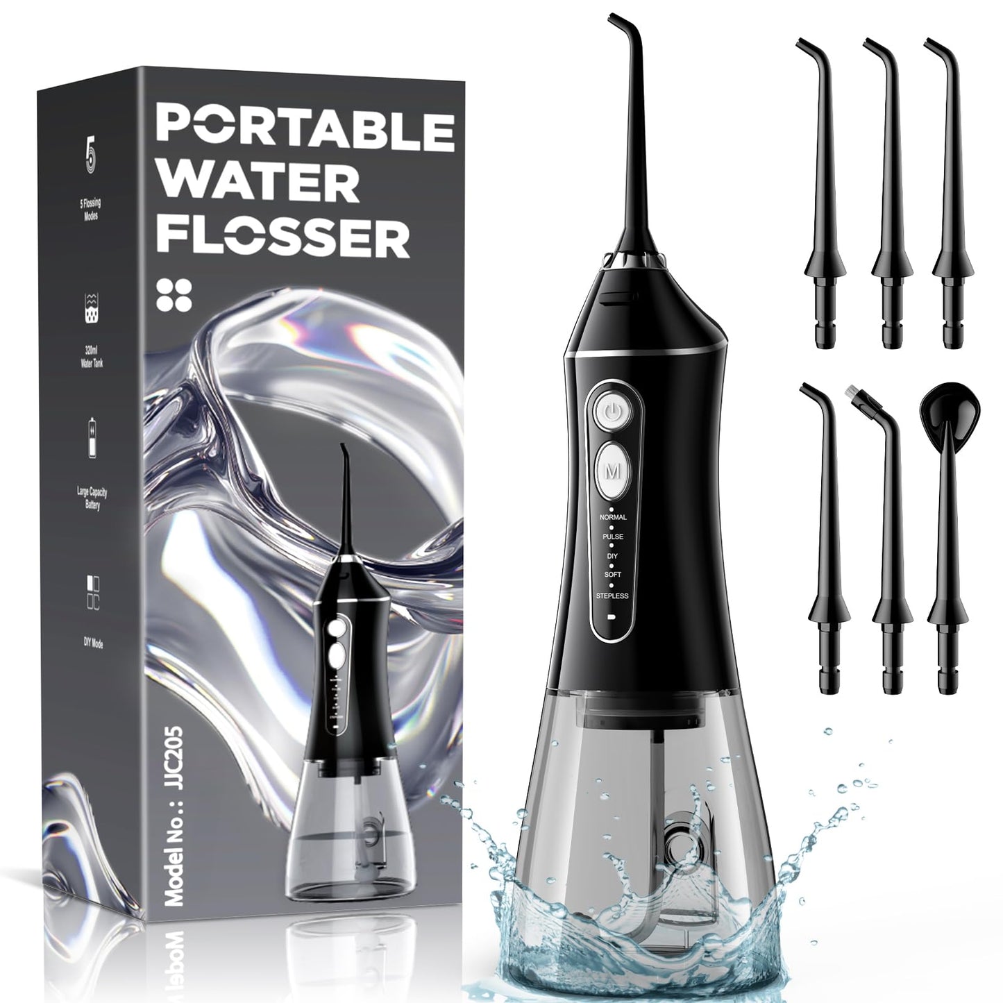Water Flosser for Teeth Cleaning and Flossing, 5 Modes Rechargeable Cordless Oral Irrigator 320ml Water Tank Teeth Cleaner, IPX7 Waterproof Portable Electric Dentel Flossers for Home and Travel,Pink