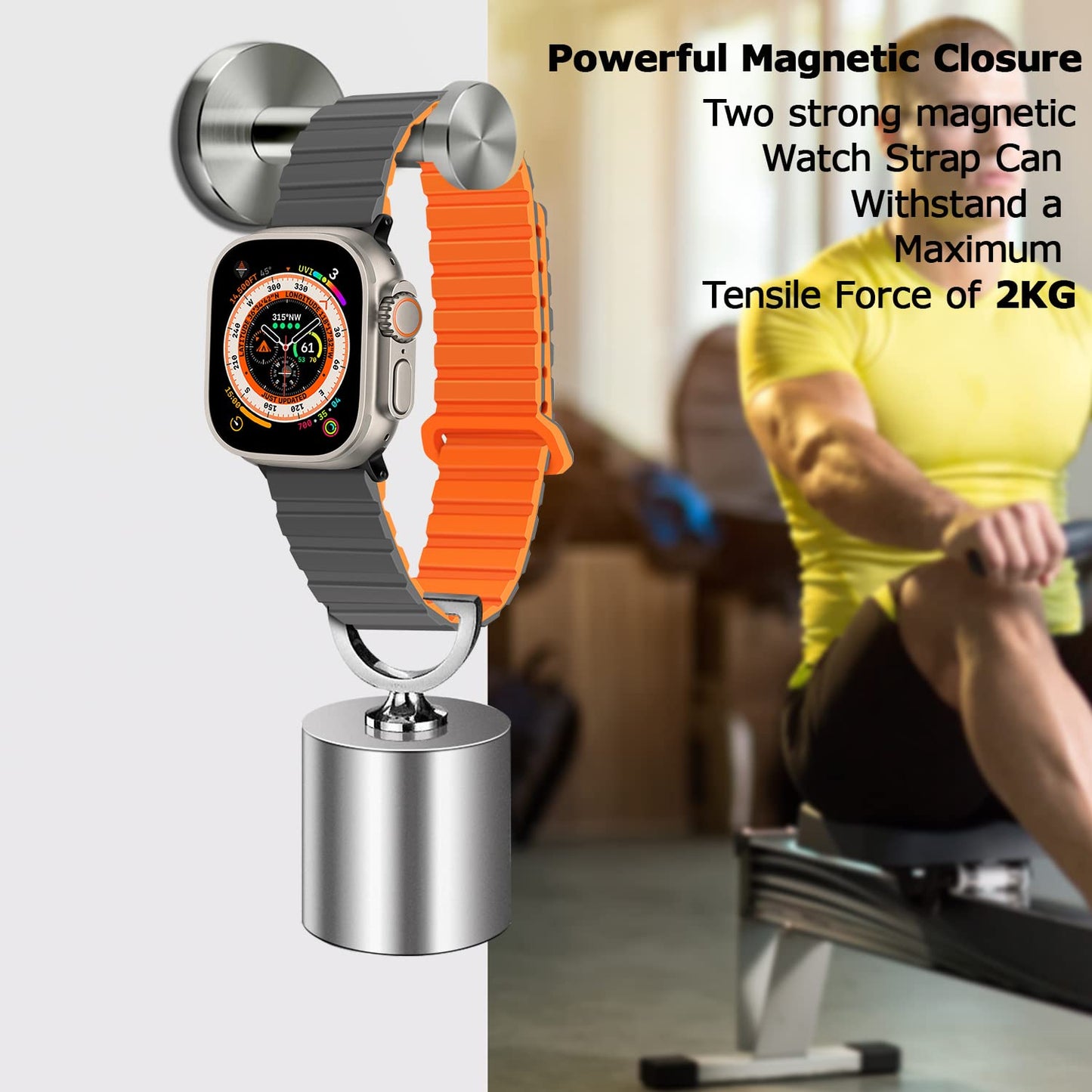 Tasikar Compatible with Apple Watch Strap 49mm 46mm 45mm 44mm 42mm Thin Silicone Magnetic Loop Replacement Bands [Double Sided Wearable] for Apple Watch Ultra Series 10 9 8 7 6 5 4 3 SE - Grey Orange
