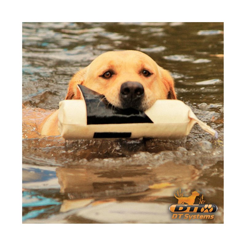 DT Systems Super Pro Series Canvas Winged Dummy, Durable High-Visibility Black & White Floating Hunting Dog Retriever Training Bird-Like Toy with Scent Strip & Rope Handle, Large