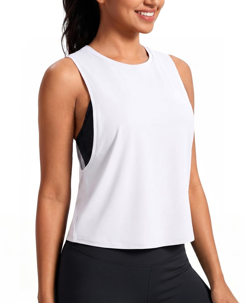 Workout Tank Tops for Women, Athletic Crop Top White
