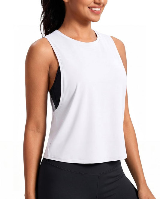 Workout Tank Tops for Women, Athletic Crop Top White