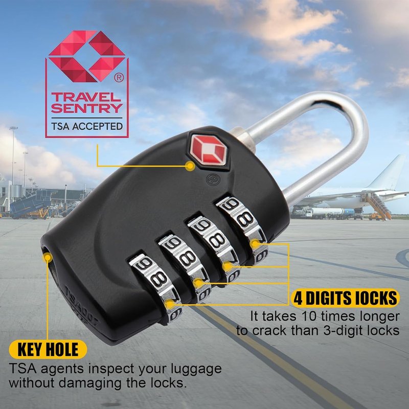 TSA Approved Gun Case Locks - 4 Digit Combo Padlocks for Pistol & Revolver | 2 Pack