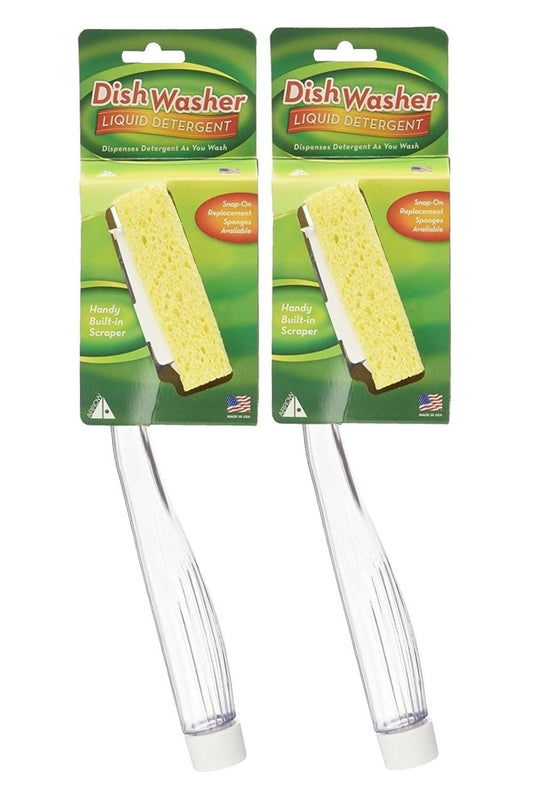 Arrow Home Products Dish Sponges With Soap Dispenser Handle, 2 Pack - Fillable Dish Wand for Quick, Convenient Cleaning - Made in the USA - Easy to Refill, Built-In Scrubber, Ideal for Dishes & Pans