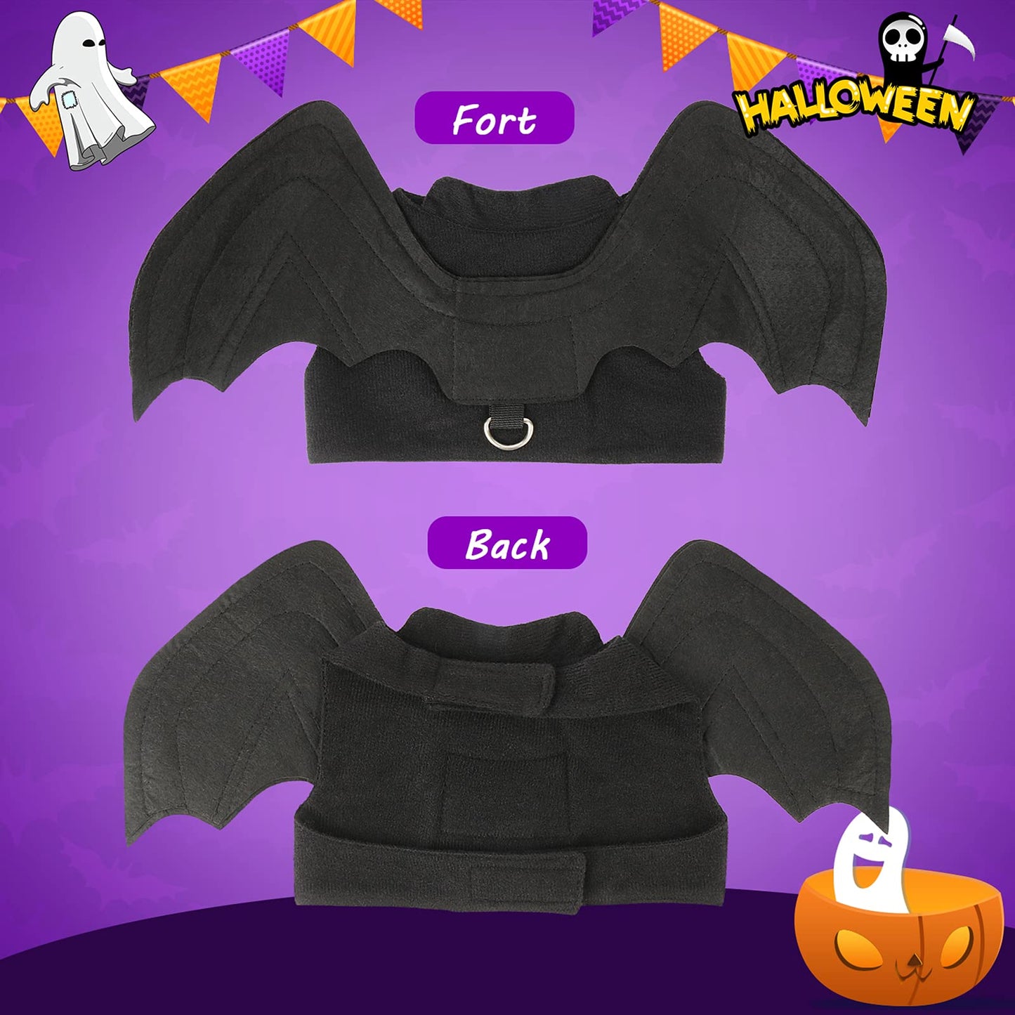 RYPET Dog Halloween Costume - Halloween Bat Wings Pet Costumes for Dogs Cats Halloween Party Medium