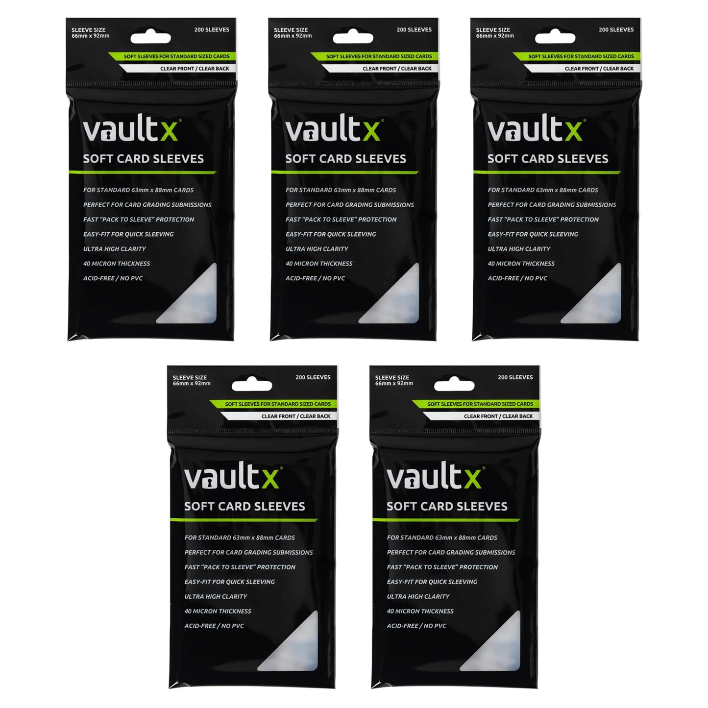 Vault X Soft Penny Sleeves (1000 Pack) for Standard Trading Cards TCG, Clear