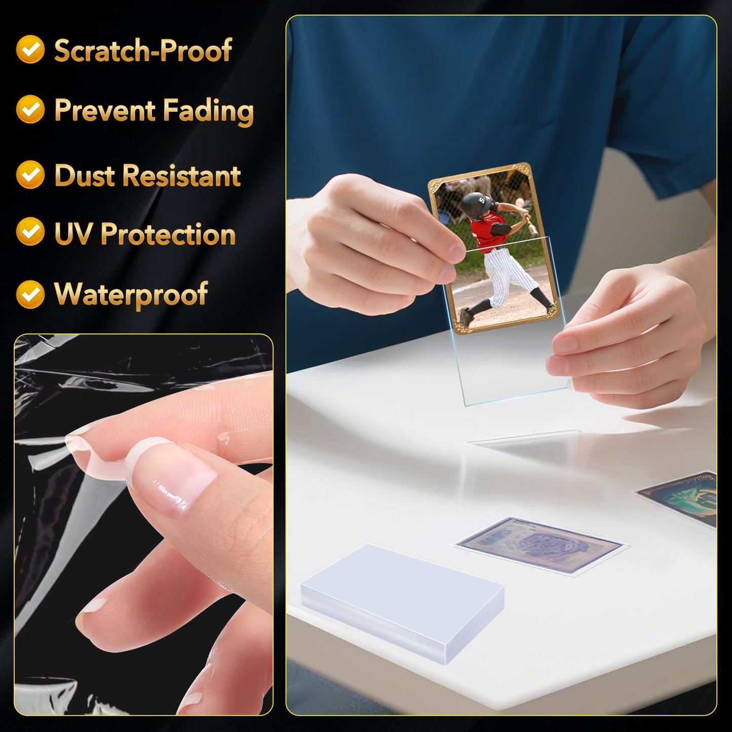 Rasupro 800 Counts Card Sleeves, Premium Clear Polypropylene (PP) Card Sleeves, Penny Trading Cards are Suitable for Standard Trading Cards, Gaming, Sports, Baseball, Soccer Cards