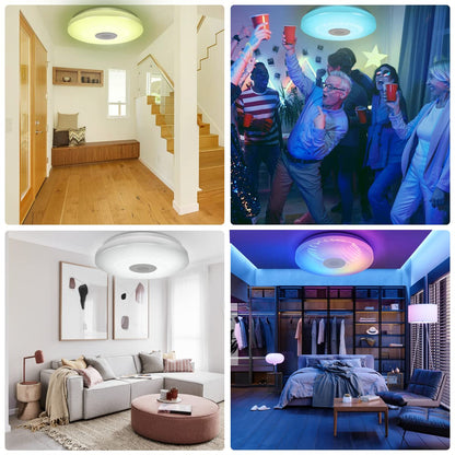 56W RGB LED Ceiling Light with Bluetooth Speaker Ceiling Lamp with remote control Dimmable color changing lamp for family party Christmas cool/warm lighting for Children's Room Living-and Bedroom