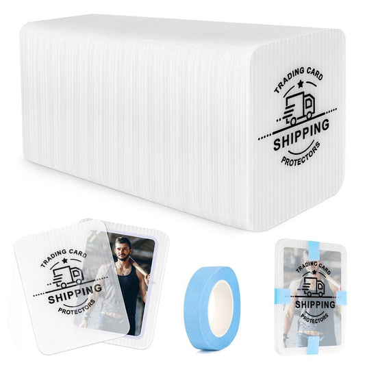 200 Pack Trading Card Shipping Protectors with Tape Rolls, AHIER 3.5'' x 4.5'' Plastic Cardboard Inserts for Bubble Mailers, Translucent Semi Rigid Precut Card Savers for Mailing Shipping Supplies