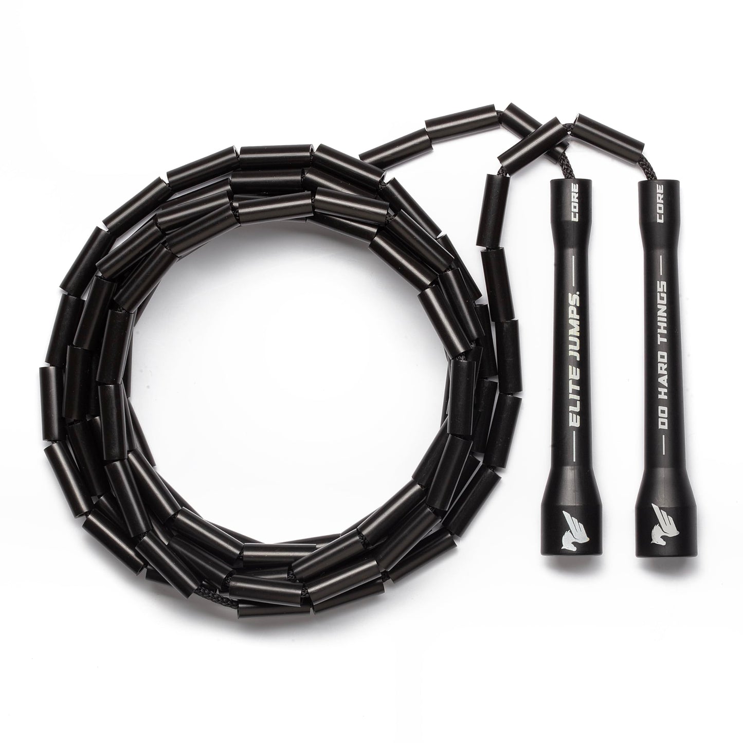 Elite Jumps - Do Hard Things 1” Beaded Jump Ropes - Strong & Durable Materials - Resize & Adjust - Fitness & Cardio Training - Improve Rhythm, Speed, Agility - Black/Black