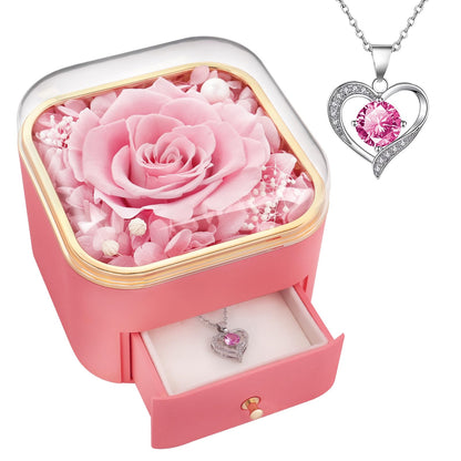 Beferr Valentines Day Gifts for Her Preserved Real Rose with Necklace Eternal Roses Forever Flowers for Delivery Prime Mothers Anniversary Birthday Gifts for Women Mom Grandma Wife Daughter Girlfriend