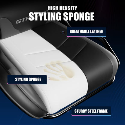 GTRACING Gaming Chair with Speakers, Video Game Chair Bluetooth Music with Lumbar Support, Ergonomic Comfortable Office Computer Chair for Adults, Adjustable Reclining Chairs, 360° Swivel, Light Grey