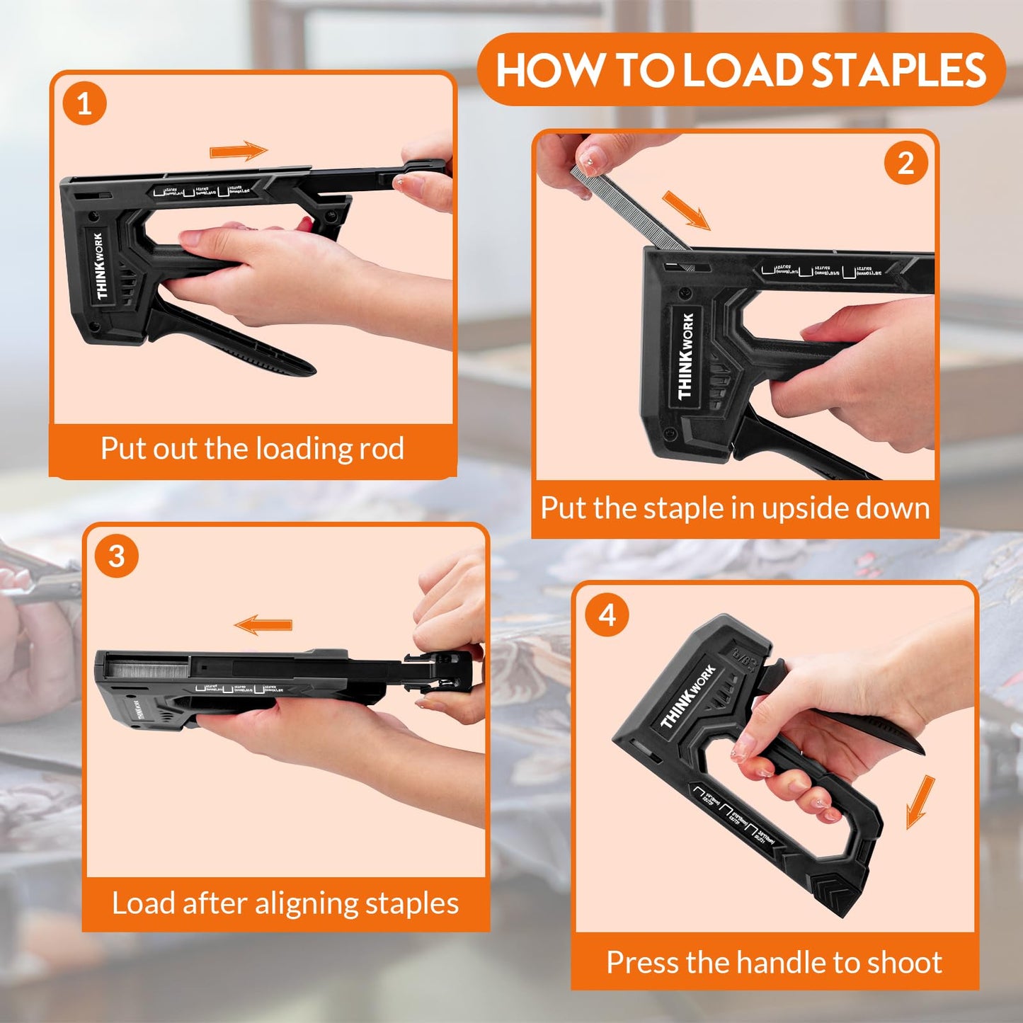 THINKWORK Light Duty Staple Gun - Upholstery Staple Gun for Wood with 1600pcs JT21 Staples 1/4", 5/16", 3/8" and Staple Remover, Fabric Stapler Gun for Crafts, Home Use, Wall, DIY, Lights Decoration