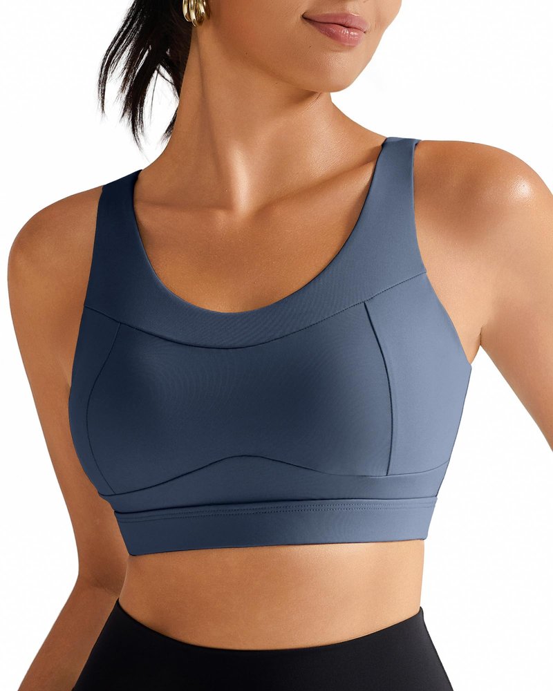 RUNNING GIRL High Impact Sports Bras for Women,Racerback Running Bra Workout Crop Tank Tops Longline Sports Bra Push up(WX2667 Dark Grey L)