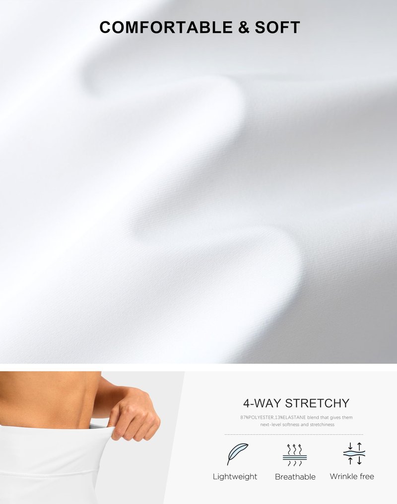 Viodia 16" Golf Skorts for Women High Waisted Tennis Skirt Athletic Skorts Skirts for Women Built-in Shorts with 5 Pockets White M