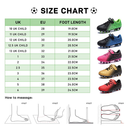 Boys Football Boots Shoes Kids Girls FG/AG Soccer Athletics Training Sport Running Shoes Profession Competition Teenager Indoor Outdoor Cleats Sneakers for Unisex Pink EU32 Convert 13UK Child
