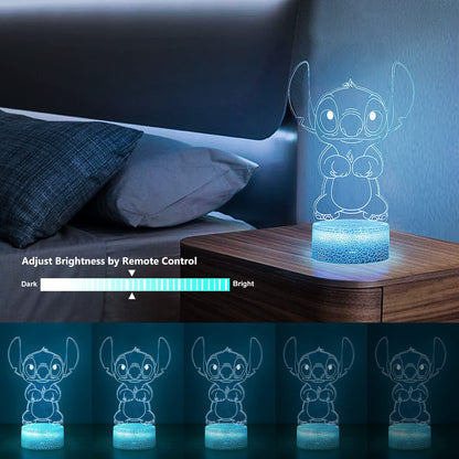 Hoofun Stitch Lamp: 3D Illusion Night Light with Touch & Remote Control, 16 Colours Anime Desk Lamp, Gifts for Girls, Kids Room Decor, Stitch Merch Stuff for Birthday Christmas Holidays