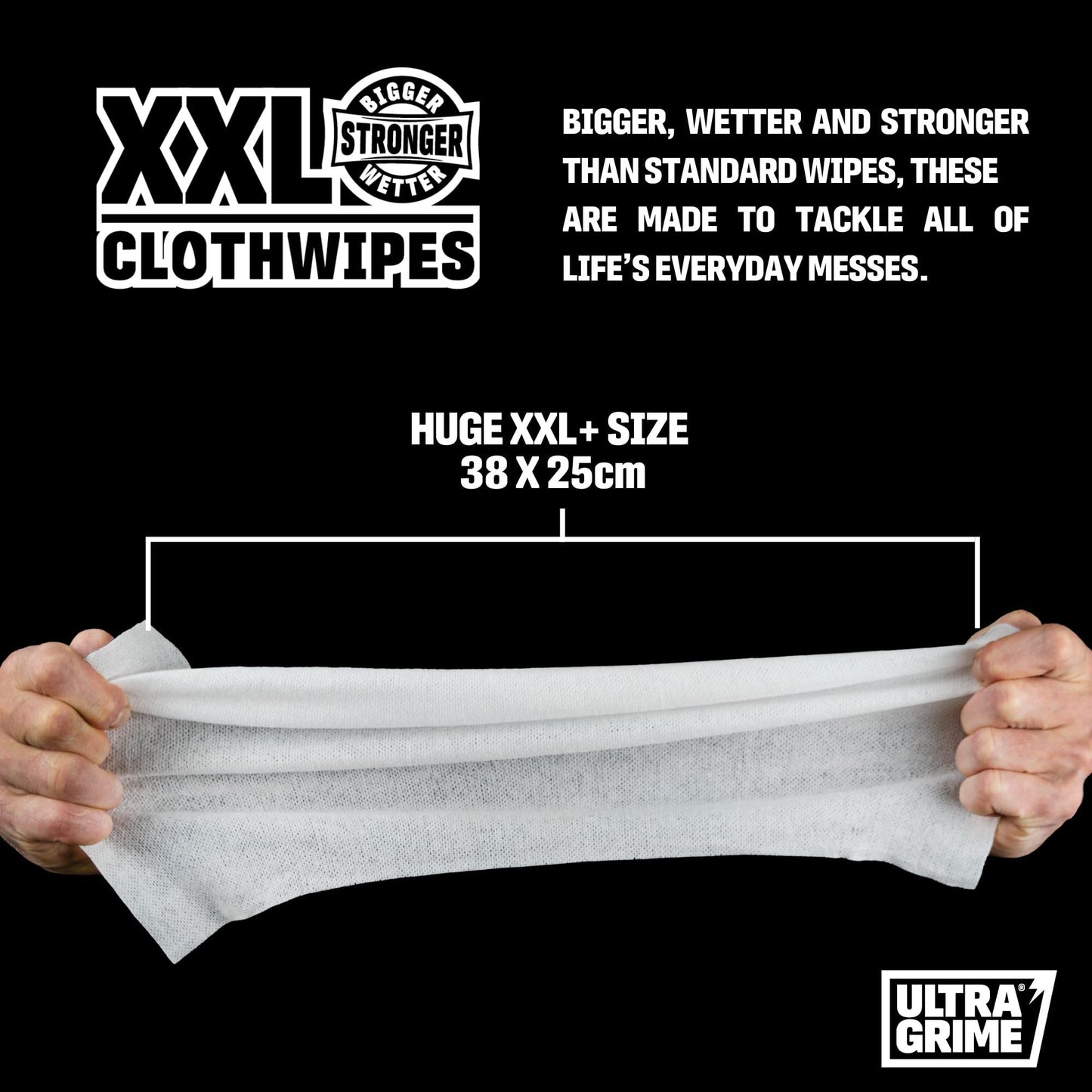 UltraGrime Garage XXL Wipes Heavy Duty 80 Thick Big Wipes - Cleaning Wipes Heavy Duty - Heavy Duty Wipes - Bike Cleaning Wipes - Car Dashboard Cleaner - Leather Cleaning Wipes - Multi Purpose Wipes