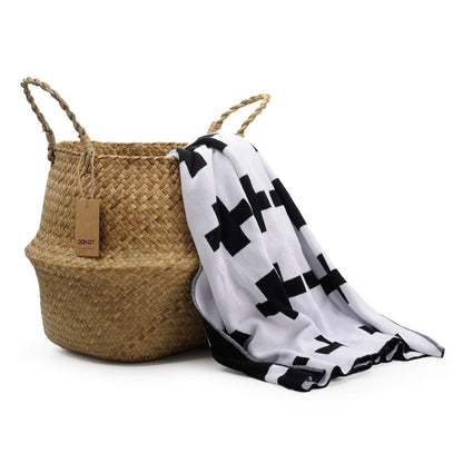 DOKOT Seagrass Plant Basket with Handles, Wicker Woven Storage Basket, 9.5inch Diameter x 11inch Height