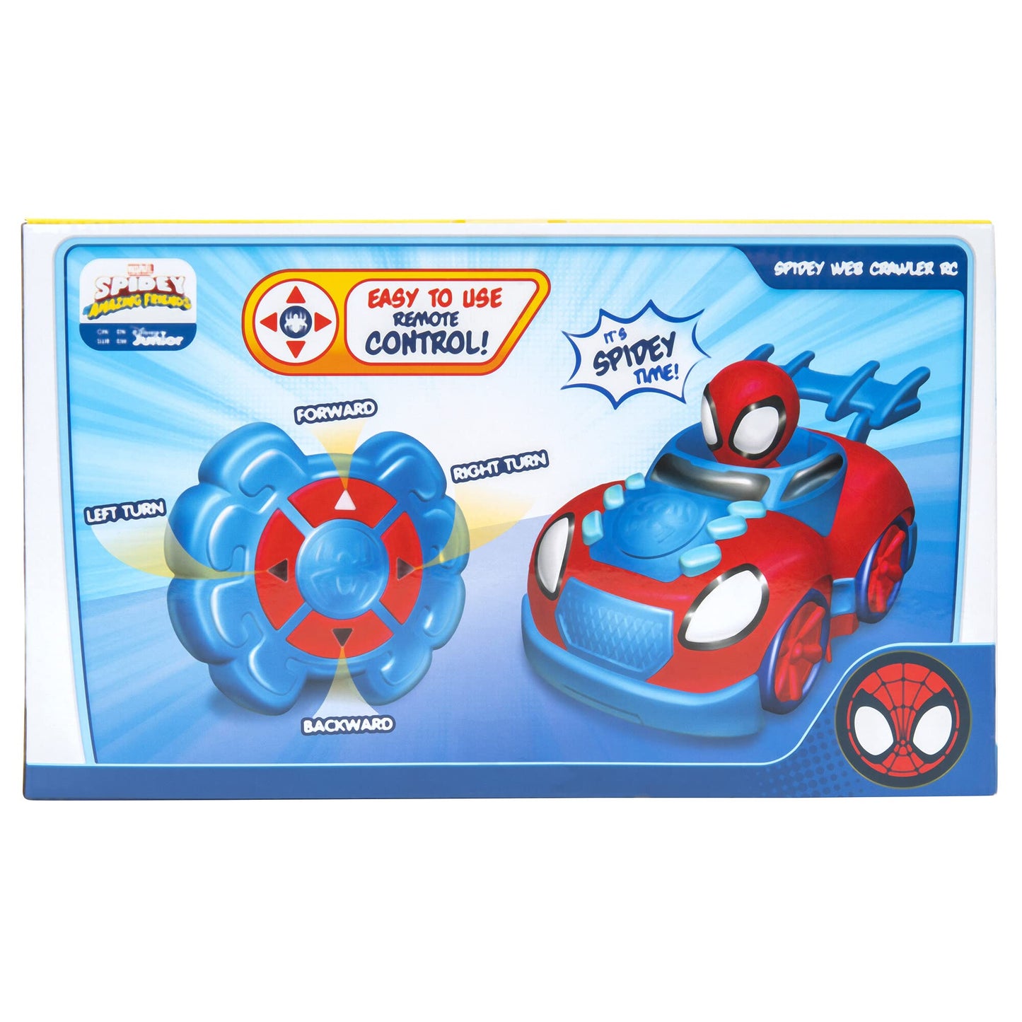 Jazwares Marvel Spidey and His Amazing Friends Web Crawler RC - Remote-Controlled Vehicle - Features Built-in Super Hero with 4 Controller Functions, Blue & Red