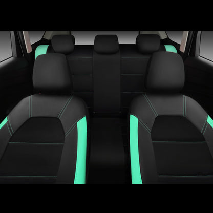 CAR PASS Leather Seat Covers, Breathable Universal Car Seat Cover Full Set for Cute Women Girly,Super 5mm Composite Sponge Inside,Airbag Compatible Fits Most Auto,SUVs,Trucks,Vans(Full Set,Black&Mint)