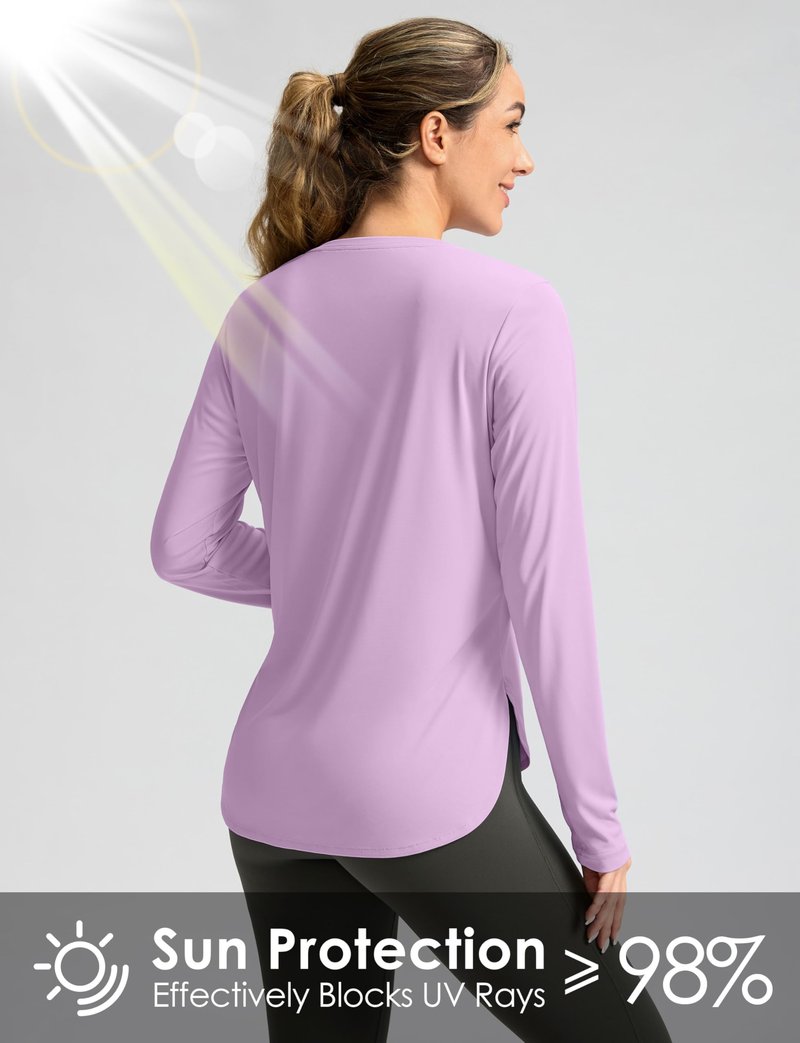 Women's Sun Shirts UPF 50+ Long Sleeve UV Protection Shirt Lightweight Quick Dry Workout Hiking Tops for Women(Purple,XS)