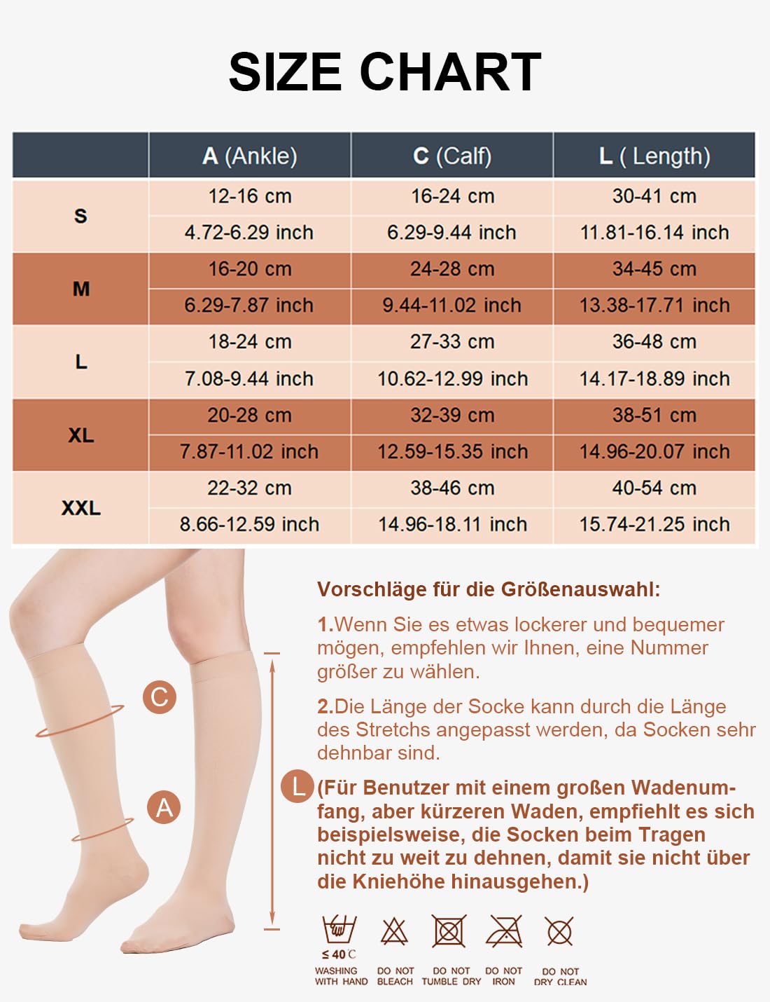 2 Pairs Medical Compression Socks for Women & Men 20-30 mmHg, class 2, Best Graduated Stockings Support Fit for Travel Flight Running Varicose Veins Pregnancy Nurses (2x Beige, XXL)