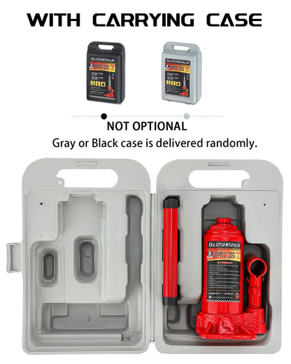 BAOSHISHAN 3 Ton Double Ram Bottle Jack 6-1/2" to 16-1/2" Lifting Range Portable Hydraulic Bottle Jack with Carrying Case