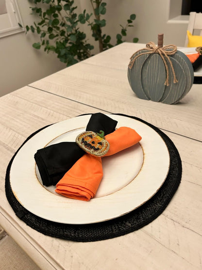 PLOYMONO Orange Heavy Duty Cloth Napkins - 17 x 17 Inch Solid Washable Polyester Dinner Napkins - Set of 8 Napkins with Hemmed Edges - Great for Parties, Fall Festival, Autumn, Halloween, Thanksgiving