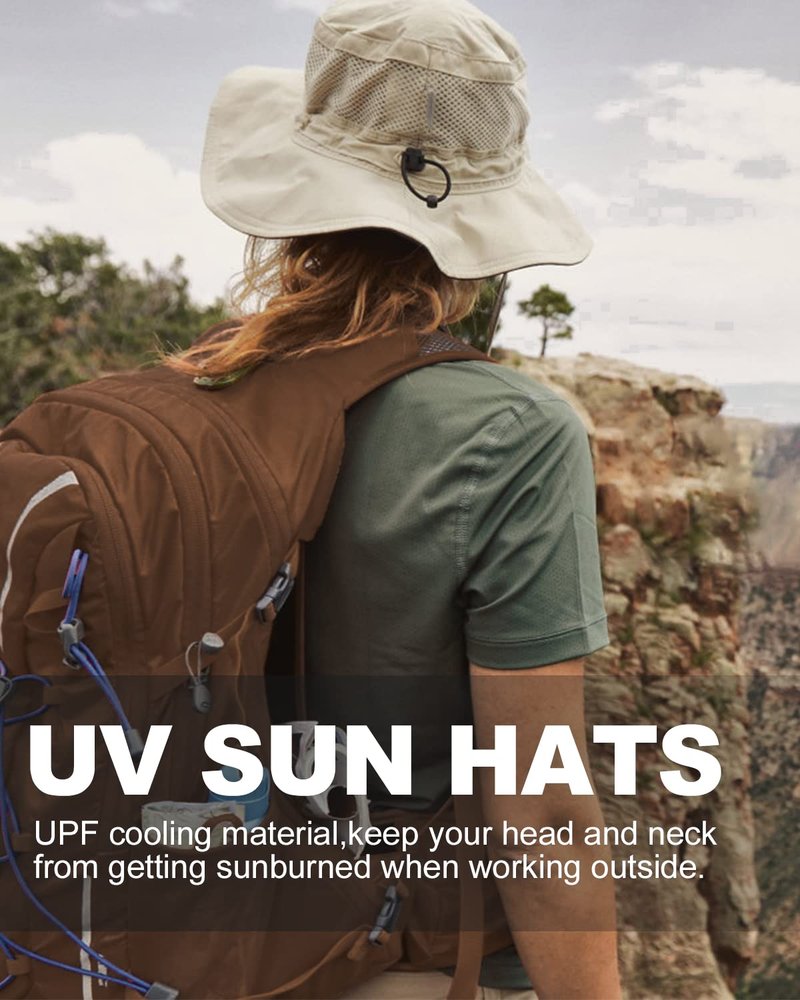 Zylioo Large UPF 50+ Sun Hat for Men & Women, Lightweight Adjustable Boonie Hat, Foldable Cooling Safari Fishing Hat