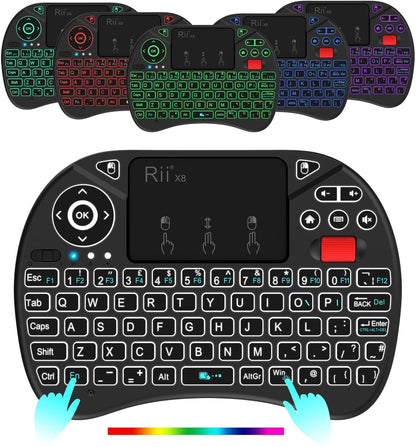 Mini Wireless Multi-media Keyboard Touch Pad Mouse Combo With Scroll Button/Handheld Remote/LED Backlit/Rechargeable For PC/Laptop/Smart TV/Raspberry Pi/KODI//Android TV Box/HTPC/Windows