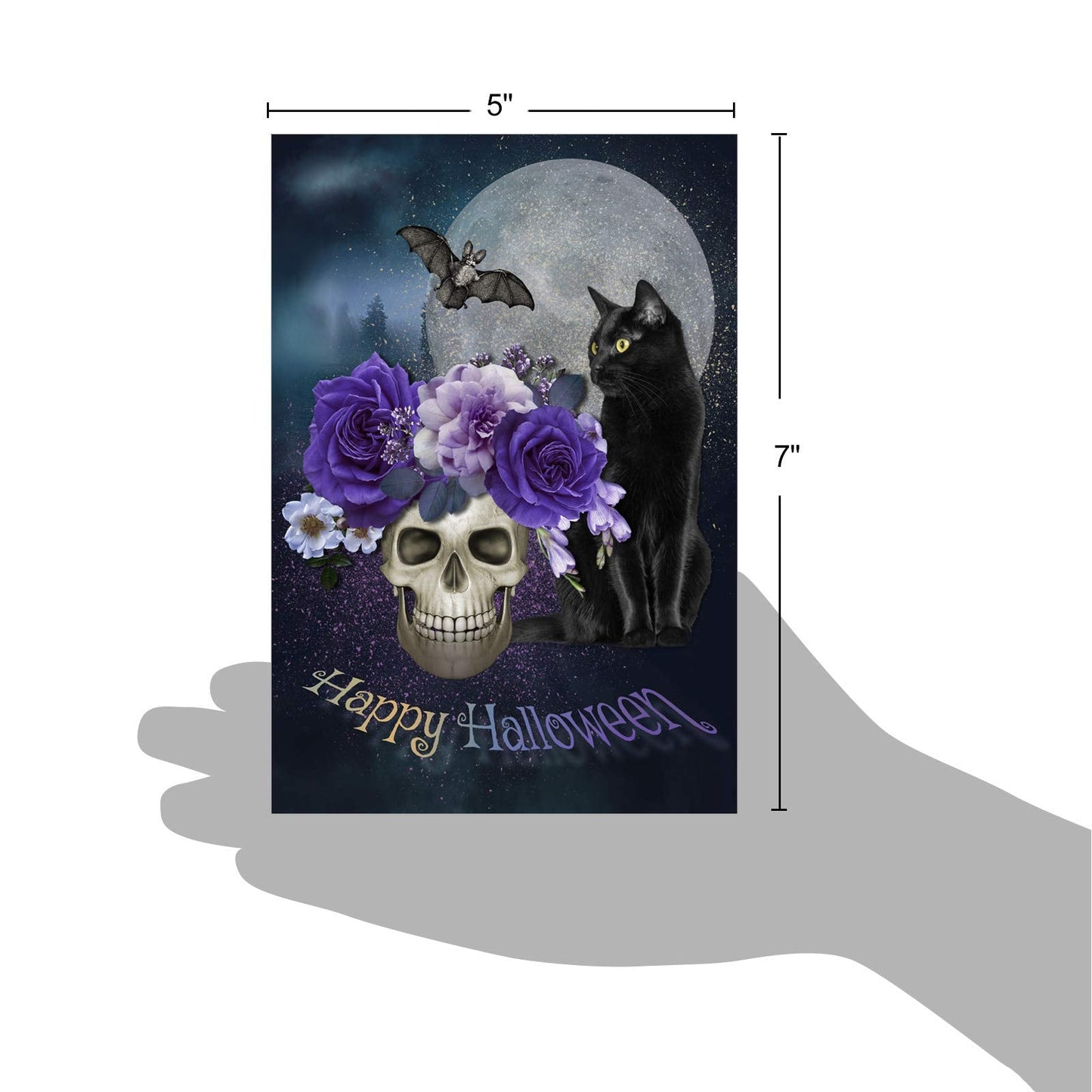 The Best Card Company - 1 Happy Halloween Card with Envelope - Fun Spooky and Festive Card for Halloween - Ghoulish Greetings C9147BHWG