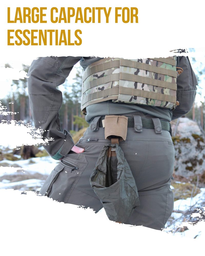 OneTigris Dump Pouch - Tactical Belt Mounted MOLLE Dump Pouch, Roll Up Foldable Magazine Mag Pouch, Quick-Release Utility Waist Bag, Coyote Brown