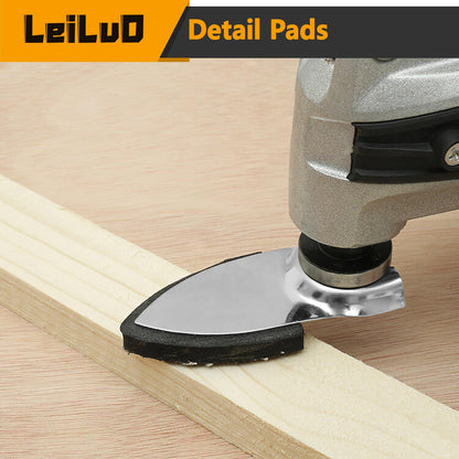 LEILUO 127 Pcs Multi Tool Sanding Pad Kit 2Pcs 3-1/2 Inch Triangle Sanding Pads 2Pcs Fingertip Sand Pad 120Pcs Sandpaper 3Pcs Adapters Compatible with DeWalt Dremel Milwaukee and More