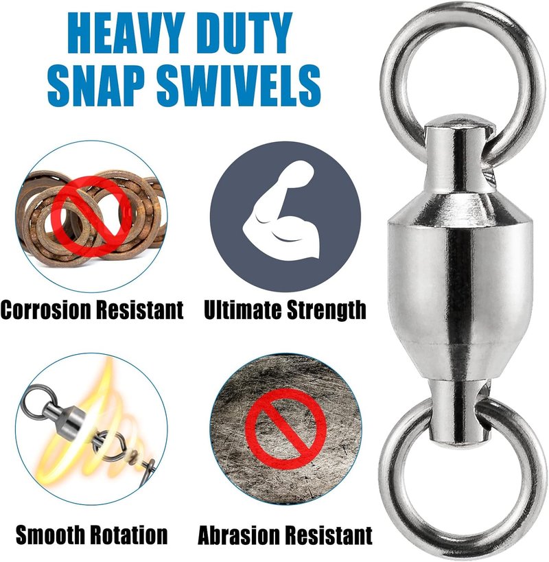Dr.Fish Fishing Swivels - 20 Pack Ball Bearing Copper Stainless Steel High Strength | Saltwater Tackle
